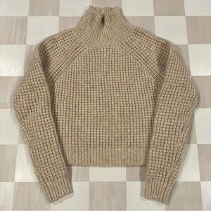 aritzia wilfred leclerc alpaca wool blend mock neck beige waffle knit sweater